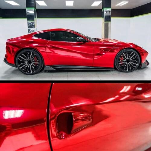 High Stretchable Waterproof Red Chrome Mirror Vinyl Wrap Sheet Roll Film Car Sticker Decal For Vehicle Wrapping Foil