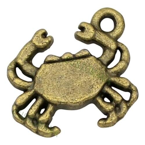 70pcs-Antique Bronze Plated Crab Charms Pendant 16x15mm