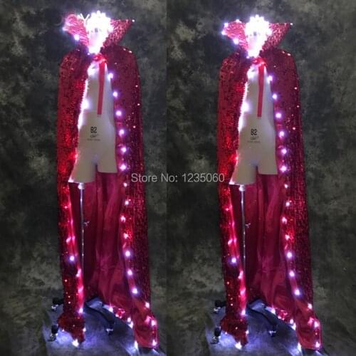 Free shipping high quality LED luminous clothing cloak bar night shop stage props lady luminous Crown Tiara