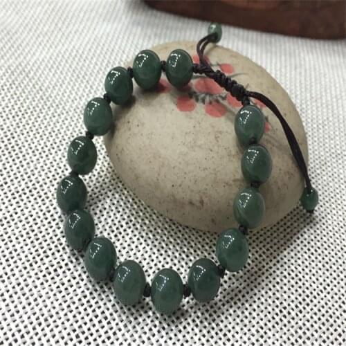 Customized Natural Jade Emerald 10mm Beads Bracelet Adjustable Bangle Jewellery Fashion Accessories DIY Hand-Carved Man Amulet