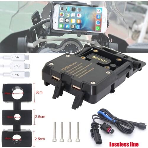 12mm 16mm 22mm Motorcycle Phone Navigation Bracket USB Charging Holder For R1200GS LC F800GS ADV F700GS R1250GS CRF1000L S1000XR