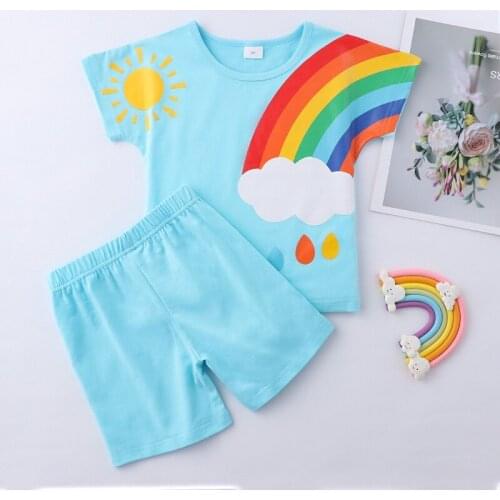 Yocute Childrens Clothing 2-6 Years Boys Girls Suit Short Top Shorts Set Two Piece Fashion Style Kid Wear 2021 Summer New