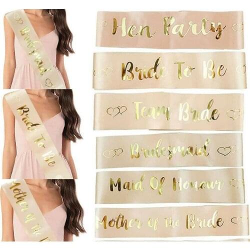 Hen Party Bride to be Bridesmaid Champagne white Wedding Sashes Streamers Bachelorette Party Decor for Bride Bridal Shower Gift