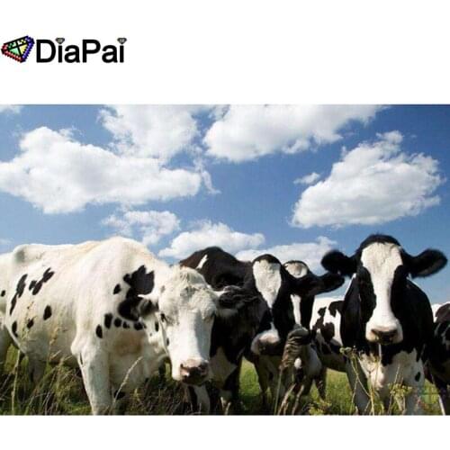 DIAPAI Paint With Diamond Embroidery "Animal cattle" Diamond Painting Full Square Round Picture Of Rhinestone Decor A26936
