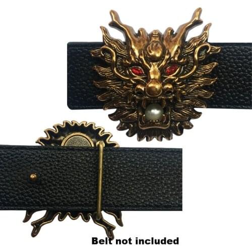 Heavy Metal Chinese Dragon Head Icon Leather Belt Buckles Belt BuckleS Cool Fashion Accessories Solid Brass Belt Buckles
