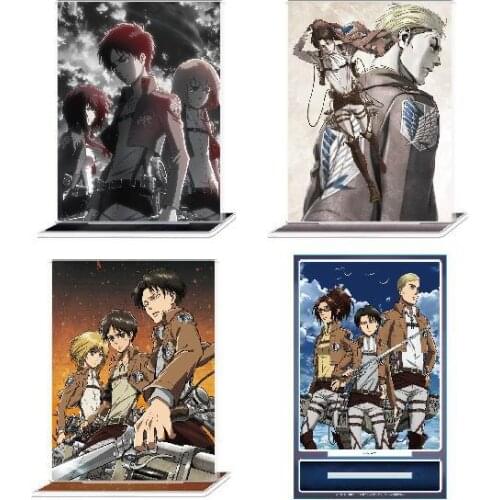 2021 Hot Anime Attack on Titan Eren Jaeger Erwin Smith Rivaille Mikasa Ackerman Armin Stand Figure Model Tabletop Decor Acrylic