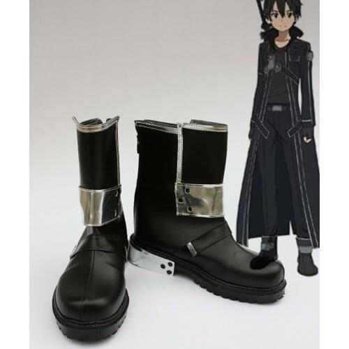 Custom made black Kirito Shoes from Sword Art Online Cosplay