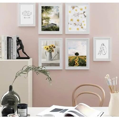 Painting Canvas Scandinavian Morning Sunrise Poster Sunflower Nature Landscape Art Print Nordic Wall Picture Modern Room Decor