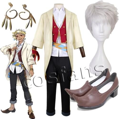 Game Cosplay Twisted Wonderland Scarabia Kalim Uniform Men and Women Full Costume Kalim Cosplay Shoes Boots Wig for Halloween