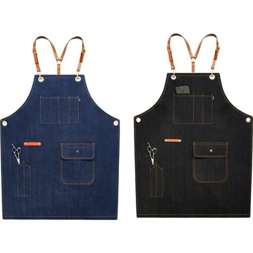 Cooking Kitchen Aprons for Men Pinafore Barista Barbershop Aprons Coffee Shop Worker Clothes Solid Sleeveless Work Wear