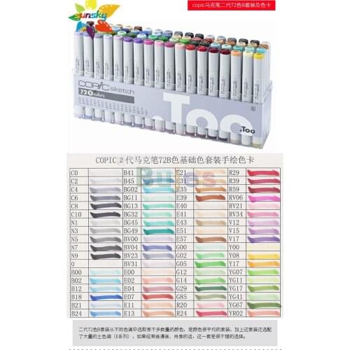 Japan Original copic soft color marker 24 36 72 color alcohol oil clothing skin color comics Industry illustration architectural