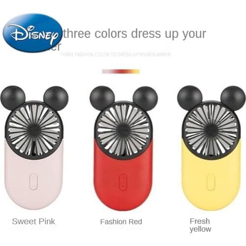 Disney Mini Usb Charging Ultra-thin Large-capacity Silent Summer Fan with Light Cartoon Mickey Mouse Handheld Portable
