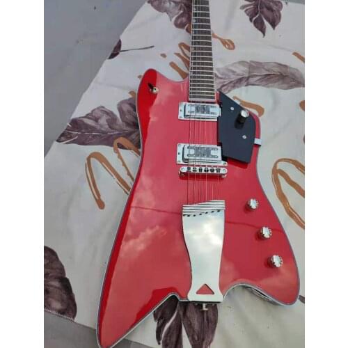 Fashion personality red 6 string electric guitar, we can customize the guitar and bass you want
