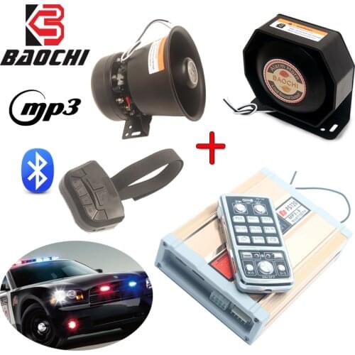 MP3 Bluetooth 200W 12V Multi Tone Emergency Alarm Horns Electronic Megaphone Police Siren Speaker Warning Loudspeaker MIC System