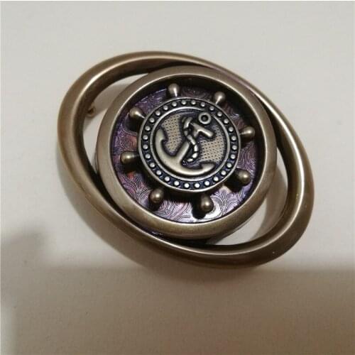 Mens ship seedling pattern zinc alloy smooth belt buckle suitable for 3.8 cm wide belts will rotate retro belt buckle