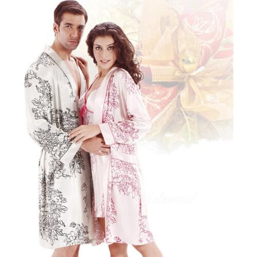Mens Long Sleeves Silk Bathrobe Silk Kimono Robe Satin Dressing Gown Peignoir Homme Sleepwear