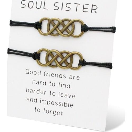 A SET- Soul Sister Infinity Unbiological Sisters Adjustable Bracelets Women Girls Unisex Jewelry Friendship Gift Drop Shipping