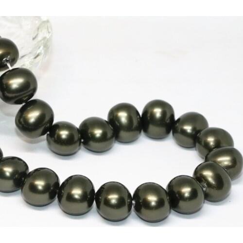 Irregular shape charming ink green natural shell pearl beads 13*15mm women diy findings fashion gifts fine jewelry 15inch B2276