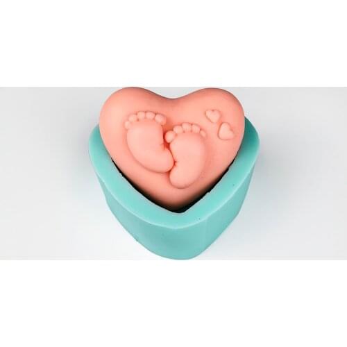 PRZY Soap mold silicone heart baby foot mold love heart mold soap mold handmade soap clay resin candle mold