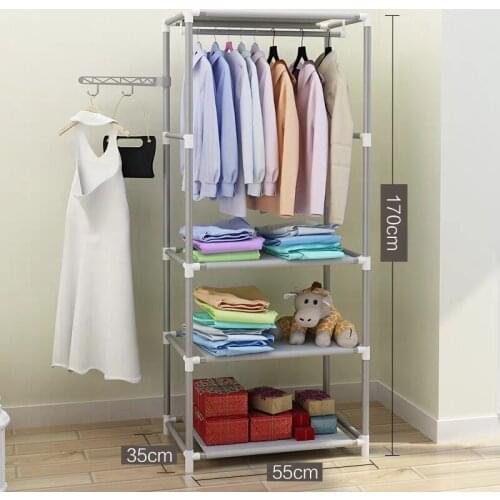 Simple Clothes Rack Floors hanger Home Clothing Rack Bedroom Storage Hangers standing close bed DIY Assemble Coat Racks