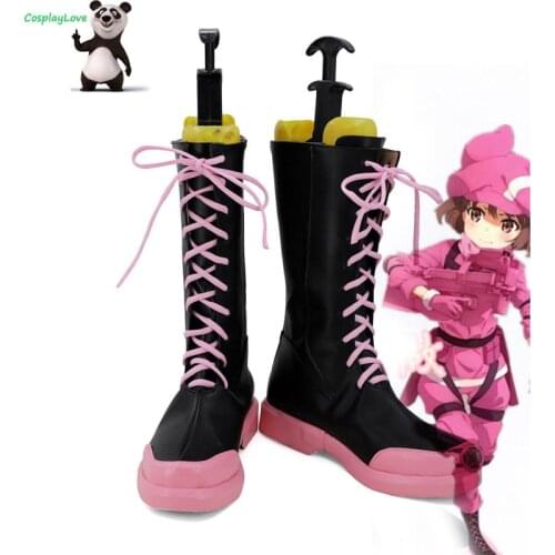 Sword Art Online Alternative: Gun Gale Online Llenn Kohiruimaki Karen Black Cosplay Shoes Boots