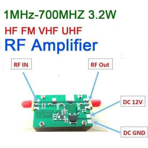 1MHZ-700MHZ 3.2W 30DB HF VHF UHF FM transmitter Broadband RF Power Amplifier For Ham Radio Walkie talkie Shortwave remote