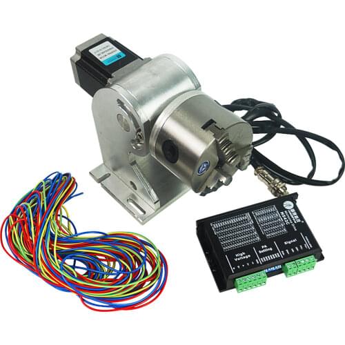 Rotary axis 3 claws 80mm for fiber laser marking machine metal laser engraver engraving machine with driver board DM420