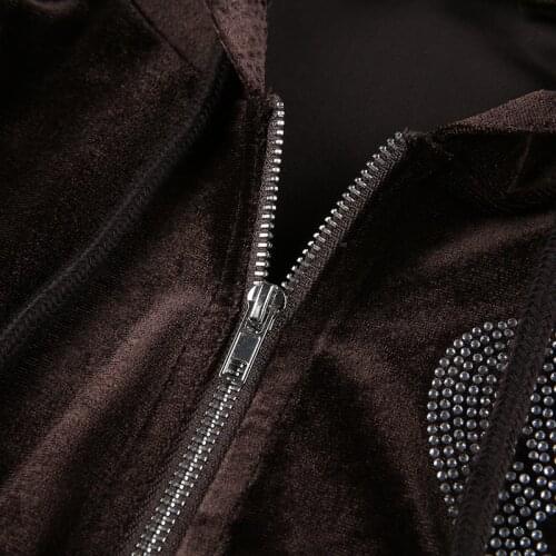 90s Vintage Heart Diamonds Velvet Hoodies Y2k Aesthetic Long Sleeve Zip Up Crop Coat Top Women Autumn Sporty Cute Sweatshirt