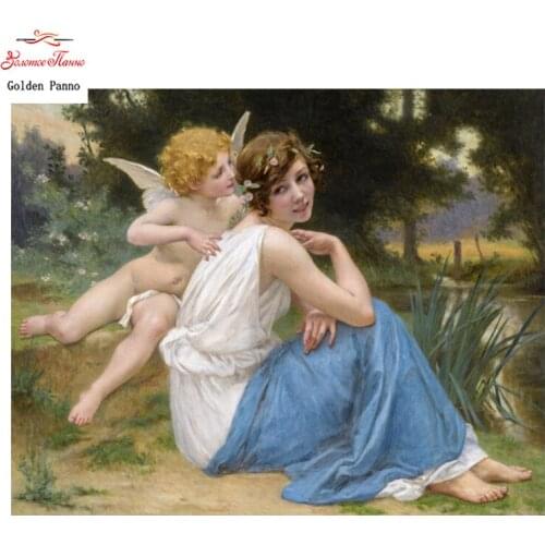 Golden Panno,diamond painting 5D Diy full square Religion Diamond embroidery Cupid,Woman painting Mosaic picture by rhinestones