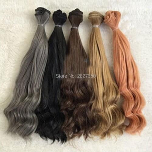 One piece 25*100cm bjd Hair Black Brown Pink Grey Khaki Natural Color Long Wave Curly Hair for BJD Doll 1/3 1/4 1/6