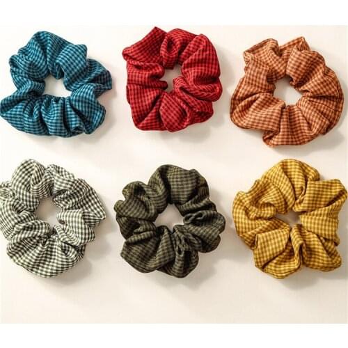 10PC/lot Retro Plaid Streamers Hair Ponytail Holder Elastic Hair Bands For Lady Hair wholesale