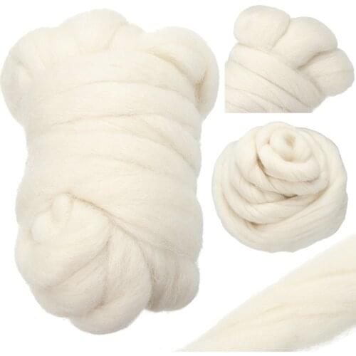 100g Natural Cream White Felting Wool Roving Needle Sewing Felting DIY Hand Spinning Doll Needlework Raw Wool Felt