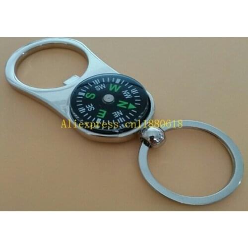 100pcs/lot Free Shipping Multifunction Key Chain Metal Compass Bottle Opener Keychain Gifts Key Ring
