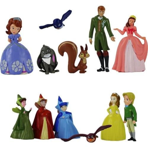 12pcs Sofia the First Figures Princess Sophia Amber Cilo Prince James Queen Miranda Clover Rabbit Whatnaught Squirrel Model Toys