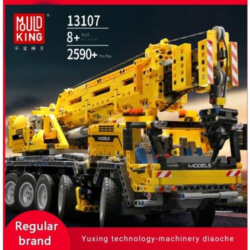 MOULD KING 13107-2590PCS Crane Truck Model Set Building Blocks MOC High-tech Electric Mobile Childrens DIY Toys Christmas Gifts