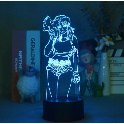 Bedroom 3D Lamp USB Night Light LED Black Lagoon Revy Nightlight Bluetooth Base Childrens Kids Birthday Gift Room Decoration