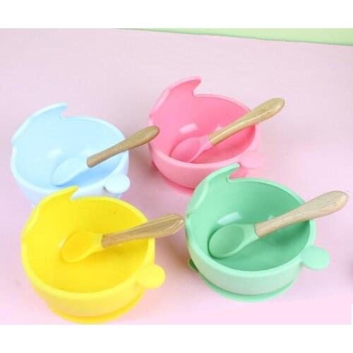 Children Bowl Drop Proof Food Silicone Plate Eating Training Tableware Set Baby Complementary Food Bowl Baby Suction Cup