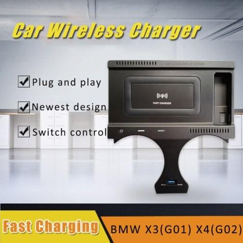 For BMW X3 X4 G01 G02 2018 2019 2020 10W QI wireless charger fast charging plate wireless mobile charger accessories for iPhone
