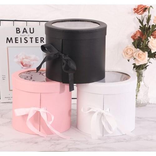 Double Layers Round Rotating Gift Box Flower Packing Diy Decor