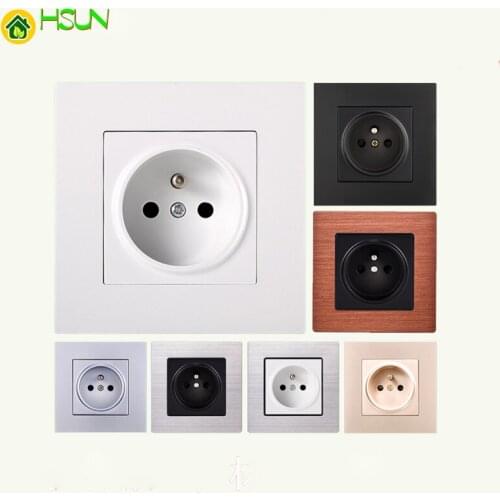 French European socket 16A standard socket 86Type Socket panel Wall Power Supply Socket Stainless steel black Glass gold silver