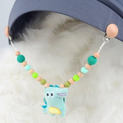 HX5D Baby Stroller Pendant Rattle Pacifier Chain Pram Clip Crochet Beads Infants Nursing Teething Chewing Toys