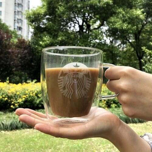 Mermaid Double Coffee Mugs With the Handle Mugs Drinking Insulation Double Wall Glass Tea Cup Creative Gift Drinkware Milk