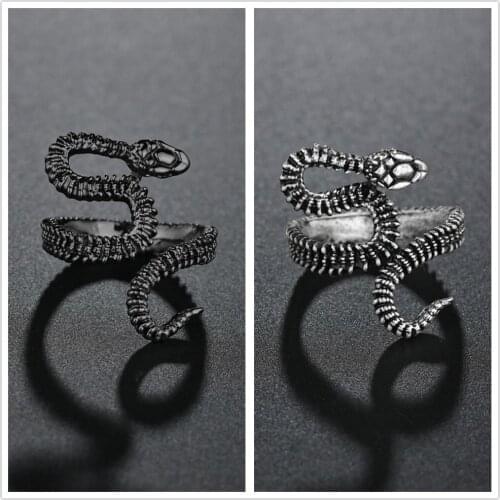 Rings for Men Women Punk Goth Snake Ring Exaggerated Silvery Plated Gothic Adjustable Party Gift Jewelry Mujer Bijoux