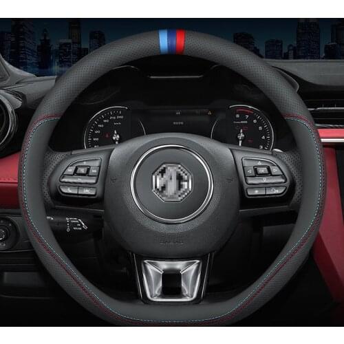 For MG ZS HS GS EHS EZS GT EV RX5 Leather Steering Wheel Carbon Fiber Cow Cover Extender MG 3 5 6 7 2019 2020 2018 Accessories