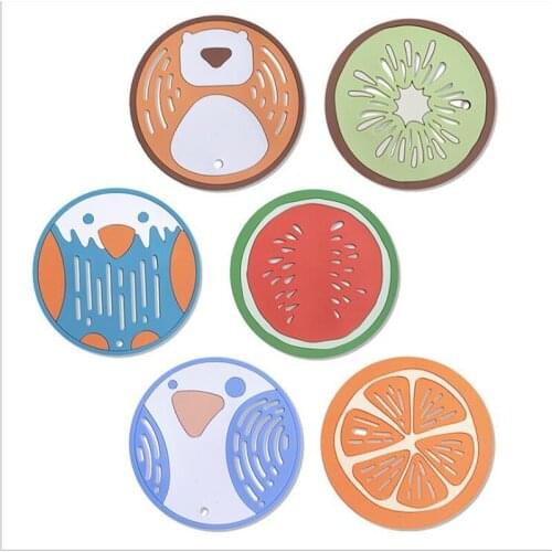 Cartoon Round PVC Placemat Drink Coffee Cup Coaster Dining Table Mats Non-slip Heat Insulation Pad Pot Holder Home Kitchen Decor