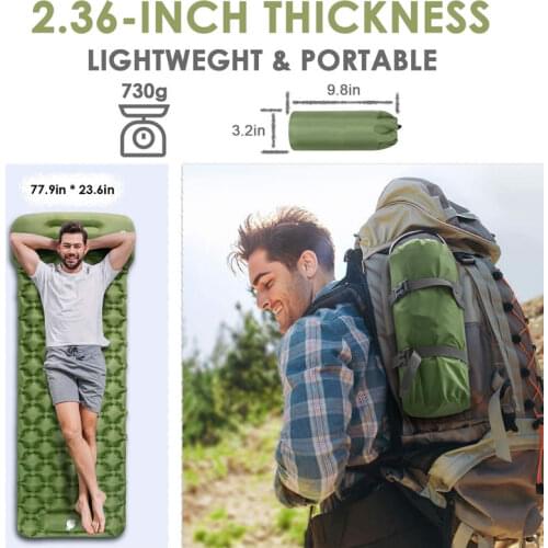 Outdoor Sleeping Pad Camping Inflatable Mattress with Pillows Travel Mat Folding Bed Ultralight Air Cushion Hiking Trekking