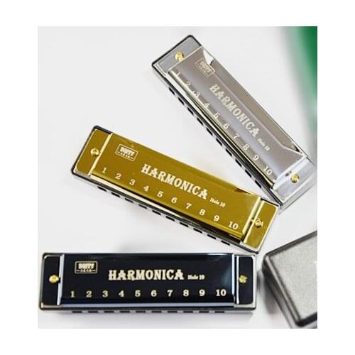 Wholesale 10-hole Gold, Silver And Black Three-color Adult Childrens Harmonica