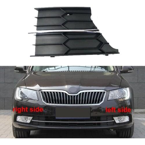 For Skoda Superb 2013 2014 2015 Fog Lamp Frame Front Bumper Lower Grille Trims Panel with Bright Bar