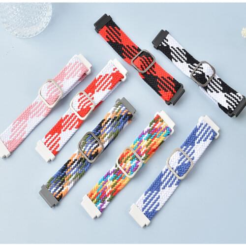 20mm/22mm watch strap for Samsung Galaxy watch 3/active 2/46mm/42mm/Gear S3 Adjustable Braided Solo Loop Huawei GT/2/2e/Pro band