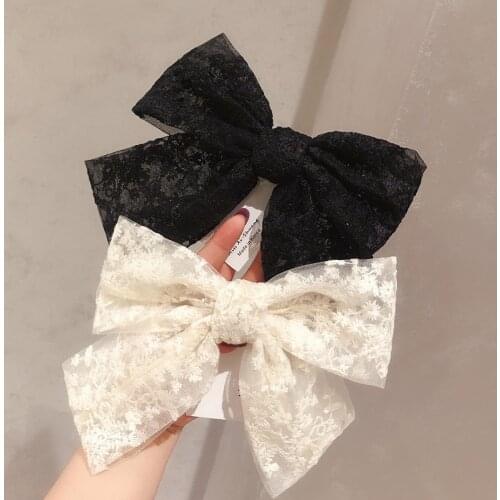 Elegant Big Bows Lace Flower Hairpins Fabric Elastic Bowknot Hair Bands Women Girls Hair Accessories Fashion Korean Hair Clip